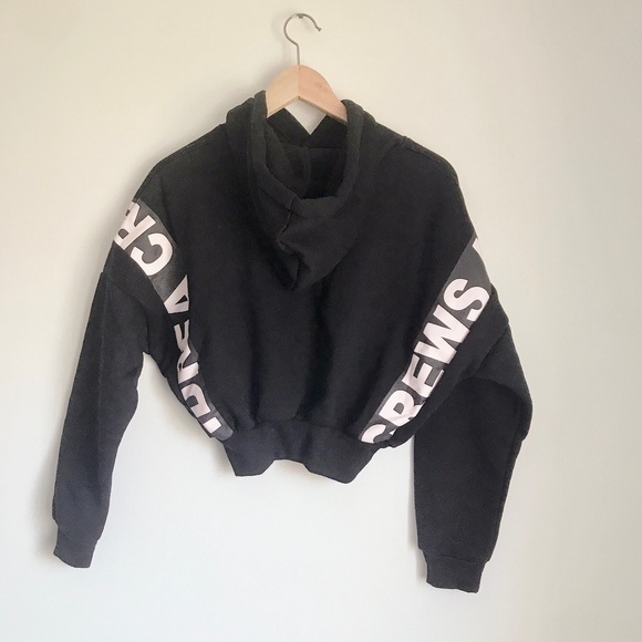 Black and pink oversized cropped hoodie size small/medium - Picture 2 of 3
